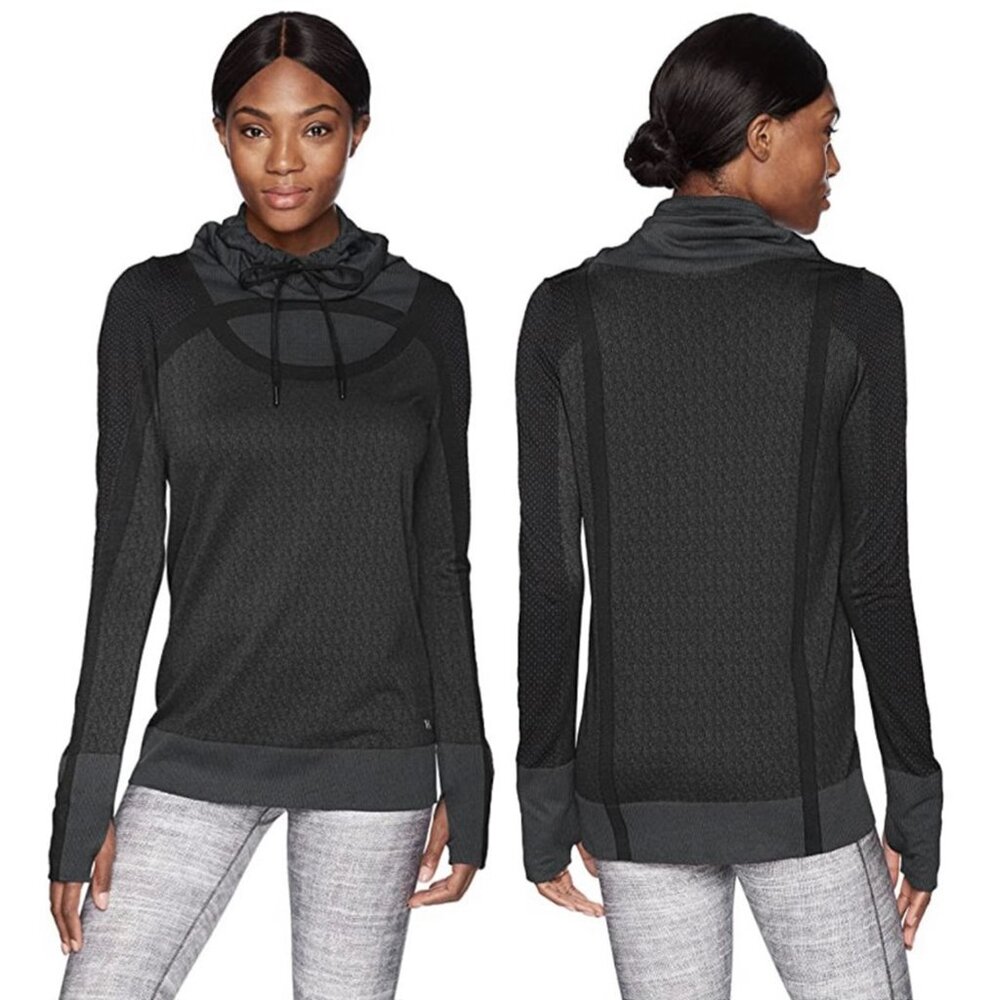 Under Armour Shirt Womens L Gray FittedHeatGear Threadborne Seamless Funnel Neck